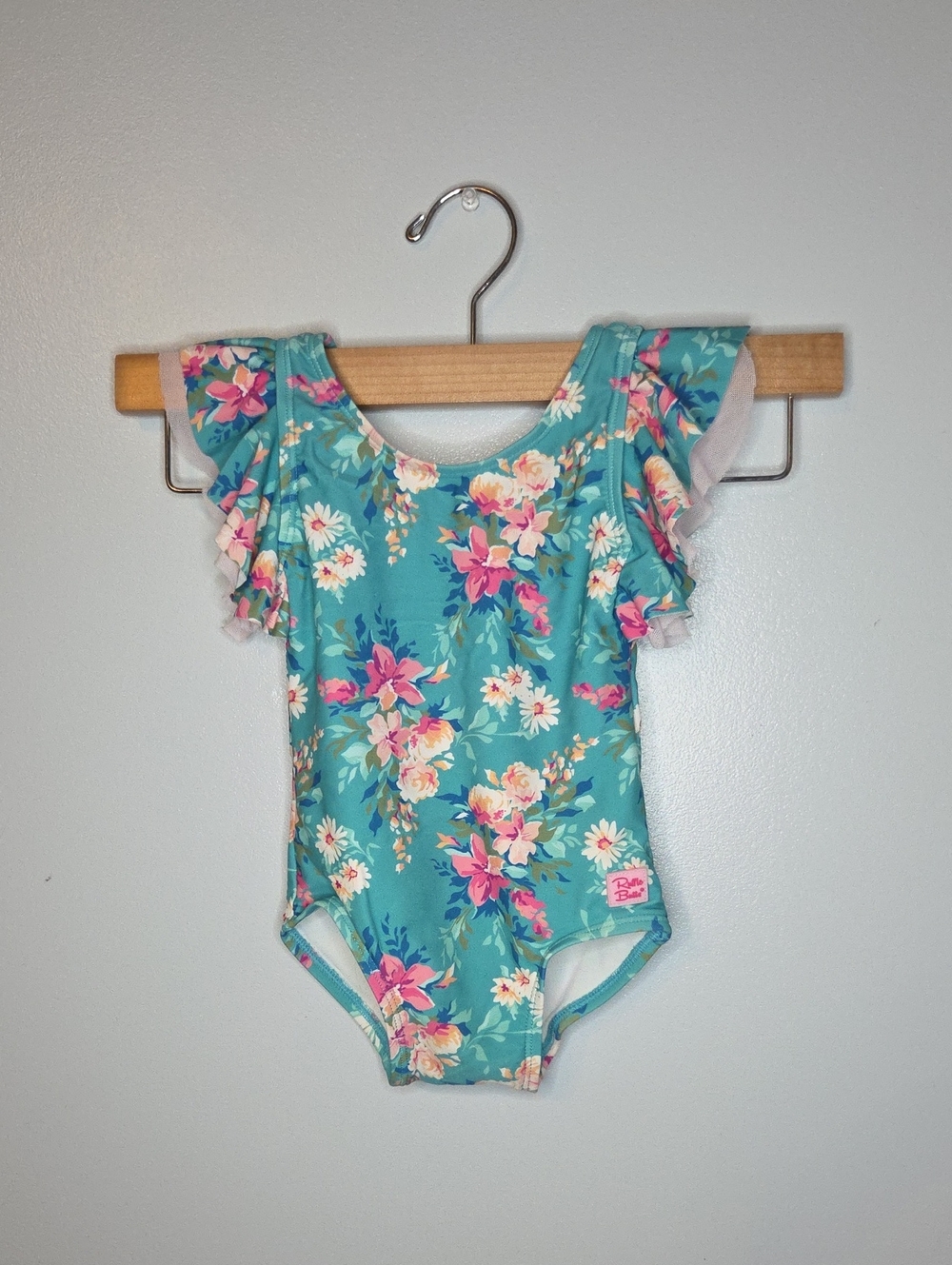 Ruffle Butts Size 12-18m Floral Swimsuit Fancy ME Floral Green Pink Floral